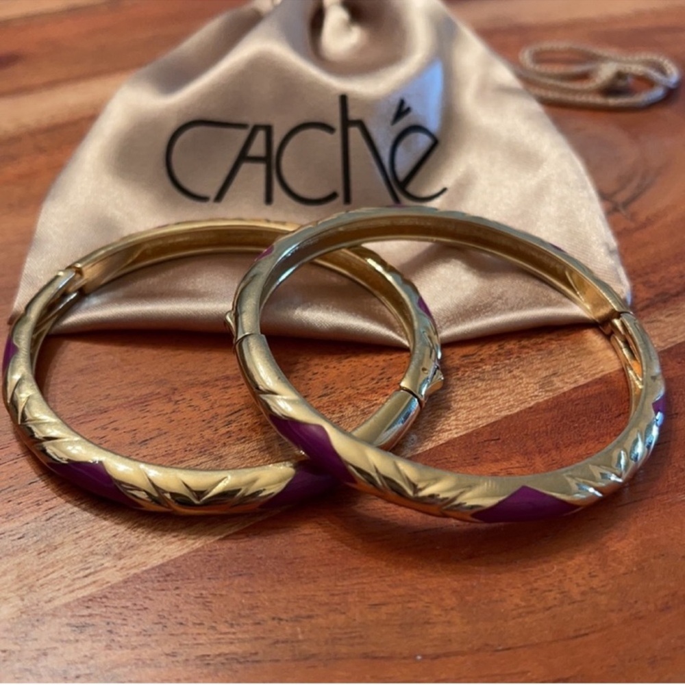 Cache Gold Bangles with Purple Highlights - Picture 5 of 10